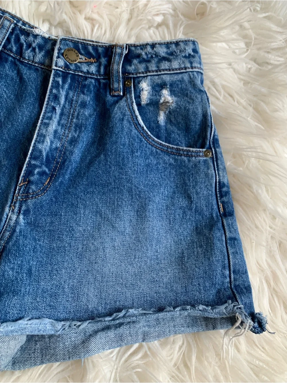 ROLLA'S Dusters High Rise Slim Jean Shorts Blue Size 24